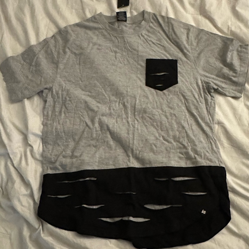 Gray and Black Men's Shirt with Pocket